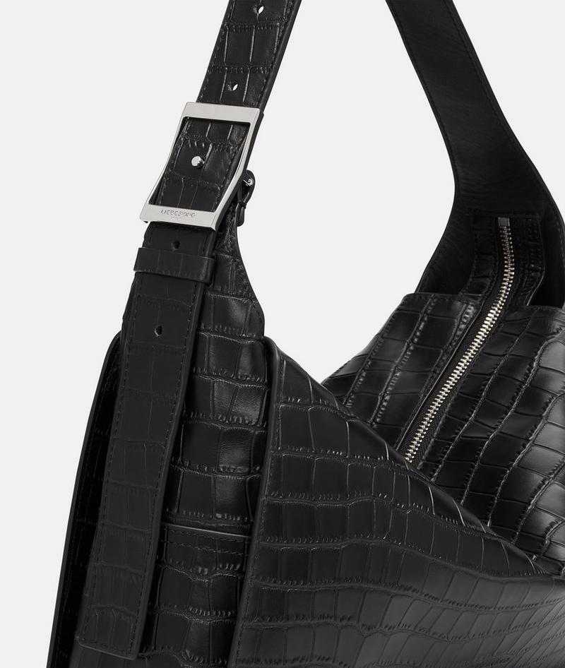 Liebeskind Kroko Lou Hobo M - Schwarz